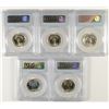 Image 2 : LOT OF ( 5 ) 1963 WASHINGTON QUARTERS, PCGS PROOF-67