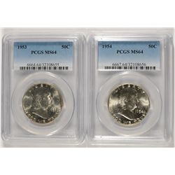1953 & 1954 FRANKLIN HALF DOLLARS PCGS MS-64