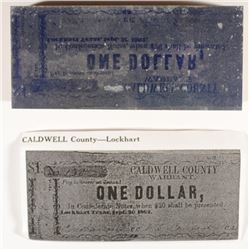 RARE TEXAS CONFEDERATE PRINTING BLOCK THAT PRODUCED A 1863 25-CENT  NOTE
