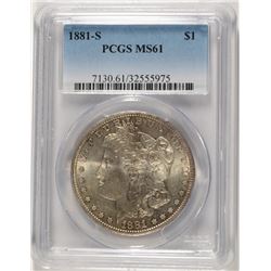 1881-S MORGAN SILVER DOLLAR, PCGS MS-61