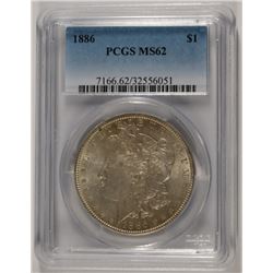 1886 MORGAN SILVER DOLLAR, PCGS MS-62