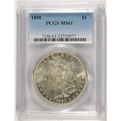 1890 MORGAN SILVER DOLLAR, PCGS MS-61