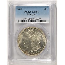 1921 MORGAN SILVER DOLLAR, PCGS MS-61