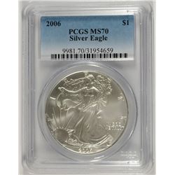 2006 AMERICAN SILVER EAGLE, PCGS MS-70 PERFECT!