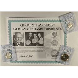 1976 3PC BICENTENNIAL SET WITH CERTIFICATE PCGS GRADED