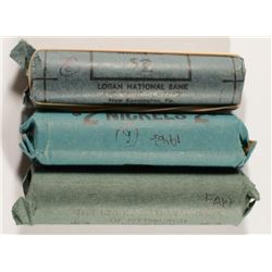 (3) ORGINAL ROLLS OF JEFFERSON NICKELS (2-1938, 1940-S)