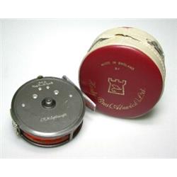 A Hardy LRH Lightweight trout fly reel, 3", in red and grey Hardy zip case...