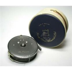 A Hardy Princess trout fly reel, 31/2" blue and grey Hardy zip case...