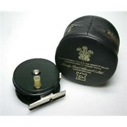 A Winston Perfect trout fly reel with dark green finish, 27/8", in black Hardy zip case...