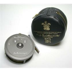 A Hardy Featherweight trout fly reel, 27/8", in black Hardy zip case...