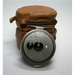 A Hardy Viscount 130 trout fly reel, 31/8", in tan zip case with two spare spools...