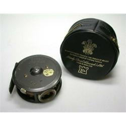 A Hardy St George trout fly reel, 3", in black Hardy zip case...