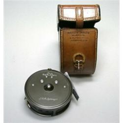 A Hardy LRH Lightweight trout fly reel, 31/8" in a Hardy leather case...