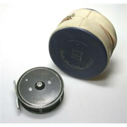 A Hardy Lightweight trout fly reel, 31/8", in blue and grey Hardy zip case...