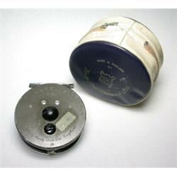 A Hardy Marquis No. 7 fly reel, 33/8" in blue and grey Hardy zip case...