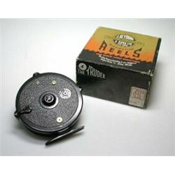 A J. W. Young Trudex reel, black finish, 4", in original card box...