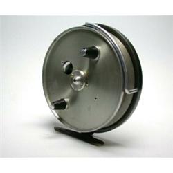 A Hardy Conquest trotting reel, with brass foot, 41/4", in brown felt bag...