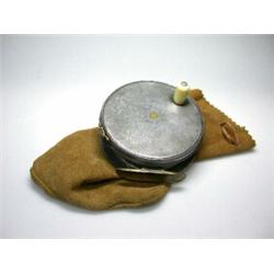 A Hardy Perfect trout fly reel with brass foot, 37/8", in brown suede bag...