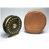 Image 1 : A Hardy Princess trout fly reel, brown finish, 31/2", in Hardy brown leather zip case...