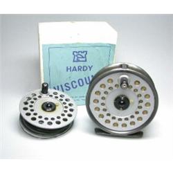 A Hardy Viscount 130 trout fly reel, 31/4" with spare spool in Hardy blue and white card box...
