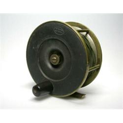 A Struan patent brass salmon reel, 43/8"...