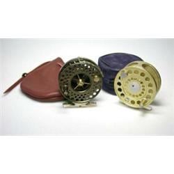 J Austin Forbes trout reel, bronze finish, 27/8" in leather bag and a Marryat CMR 78 bronze finish..