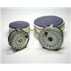 Image 1 : A Hardy Viscount 150 Mark II trout reel, 35/8" and a Hardy LRH Lightweight trout reel, both in blue.