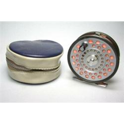 A Hardy LRH Lightweight trout fly reel in blue and grey Hardy zip case...