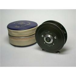 A Hardy Sunbeam 8/9 fly reel, 33/4", in blue and grey Hardy zip case...