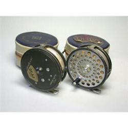 A pair of Hardy LRH Lightweight trout fly reels, 31/8", each in blue and grey Hardy zip case (2)...