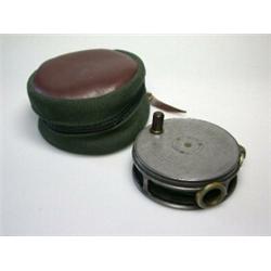A Hardy Silent Perfect, Duplicated Mark II trout fly reel, 35/8", in green zip case...