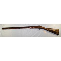 ANTIQUE PERCUSSION LONG GUN - DECORATED STOCK