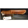 Image 2 : VINTAGE WESTERN HUNTING KNIFE AND SHEATH - BLADE IS STAMPED WESTERN BOULDER COLO. WITH PAT. # - OVER