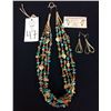 Image 2 : 4-Strand Multi-Stone Navajo Necklace and Earrings