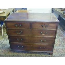 A GEORGE III MAHOGANY CHEST OF DRAWERS, moulded top, two short over three long cockbeaded drawers...