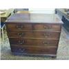 Image 1 : A GEORGE III MAHOGANY CHEST OF DRAWERS, moulded top, two short over three long cockbeaded drawers...