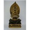 Image 1 : A CHINESE TABLE TOP SHRINE, 19th Century, the tabernacle black laquered, gilt interior, twin door...
