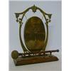 Image 1 : AN EDWARDIAN BRASS DINNER GONG, arched frame, with striker, height 29cm  30-40...
