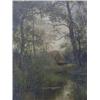 Image 1 : O'CONNER, J.,  late 19th Century, landscape study of a woodland pool, thatched hut centre backgro...