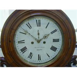 A HANGING WALL CLOCK, first half of the 19th Century, three quarter length mahogany case, ogee he...