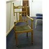Image 1 : A SET OF THREE ARTS AND CRAFTS OAK CHAIRS, c.1900, (one armchair) tall uprights, pieced top rail ...