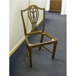 A PAIR OF COUNTRY HEPPLEWHITE DINING CHAIRS, c.1790, carved balloon splats, a third and a pair of...