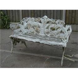 A CAST IRON GARDEN BENCH, 19th Century, possibly Coalbrookdale, Fern pattern, (painted)  150-200...