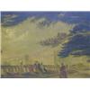 Image 1 : ENGLISH NAIVE SCHOOL, c.1820, 'The Terrace, Haddon Hall, Derbyshire', oils on board, 28cm x 44cm ...