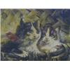 Image 1 : COOPER, A.J,  c.1900, portrait of two black and white kittens in a basket, oils on board, signed ...