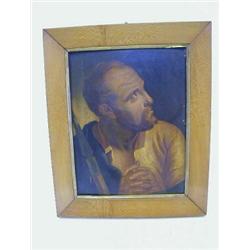 BRITISH SCHOOL,  c.1820, head and shoulders portrait of a spearman looking top right, oils on pan...