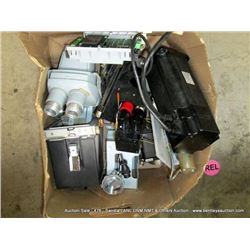 BOX: MOTORS, MICROSCOPE, PARTS, MISCELLANEOUS