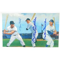 Mickey Mantle, Willie Mays, & Duke Snider TRIPLE SIGNED 10x6 Color Lithograph