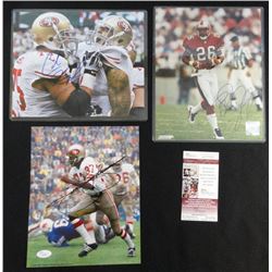 3 - AUTOGRAPHED 8X10 SAN FRANCISCO 49ers, JIMMY JOHNSON-JSA, ROD WOODSON, COLIN