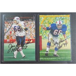 AUTOGRAPHED BILLY SHAW & JOE DeLAMIELLEURE HOFer LIMITED GOAL LINE ART CARDS